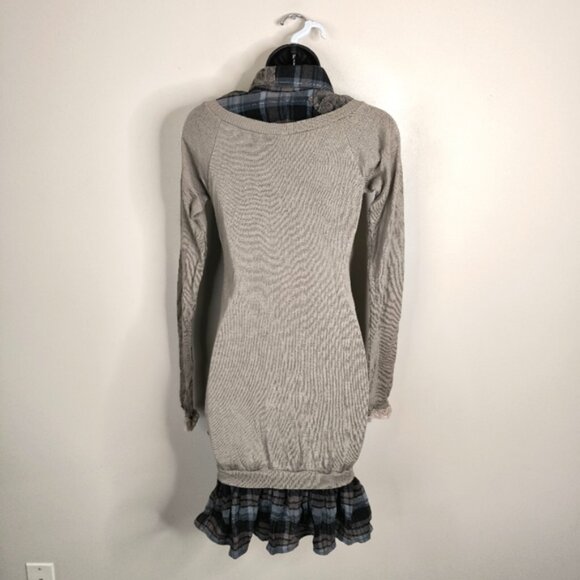 Luxuria Y2K Dark Academia Punk Lagenlook Patchwork Boho Wool Sweater Dress S - Picture 2 of 10